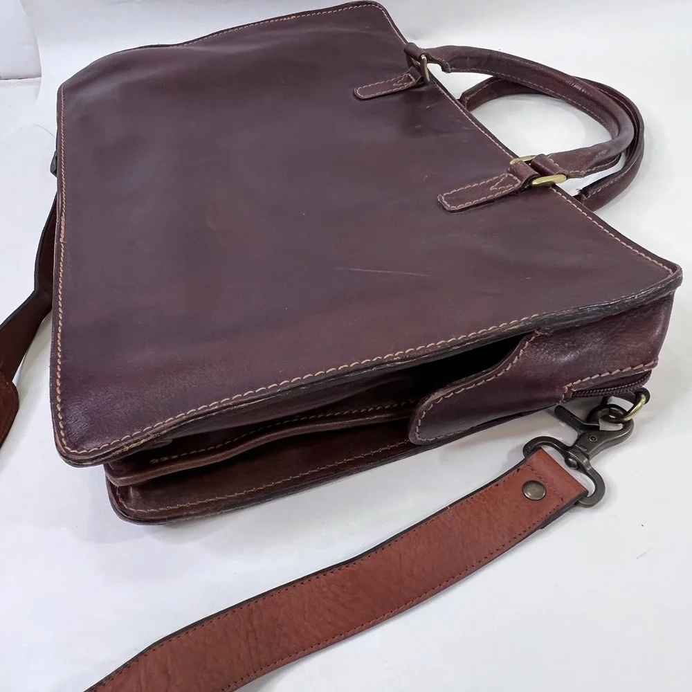Wilsons Leather Pelle Studio Briefcase Brown Leather Messenger Bag Satchel